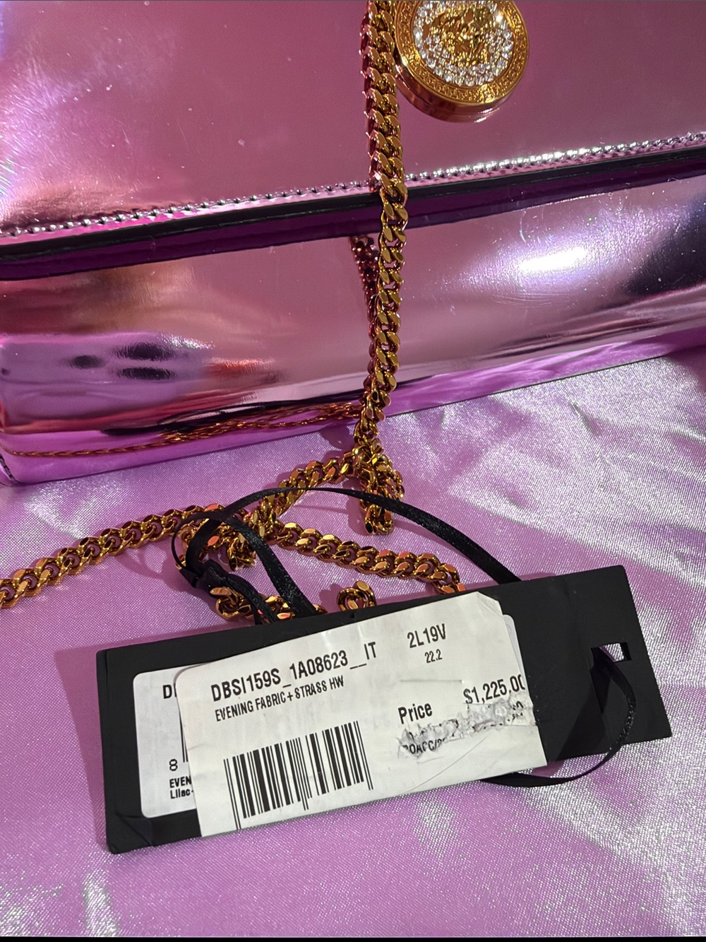 Versace NWT 💥 sold out💥 pink graphite clutch Crossbody chain bag - Picture 8 of 8